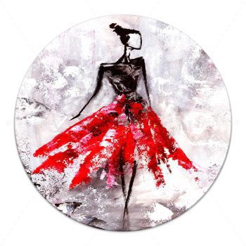 تابلو بوم دایره طرح دختر دامن قرمز