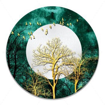 تابلو بوم دایره طرح جنگل انتزاعی