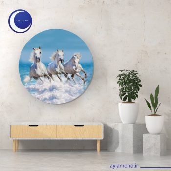 تابلو بوم فنگ شویی آیلاموند طرح سه اسب در آب