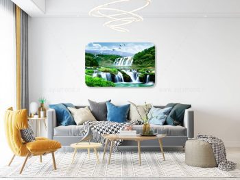 تابلو بوم فنگشویی آیلاموند - طرح آبشار با پرنده 1