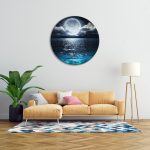 تابلو بوم دایره طرح ماه و دریا