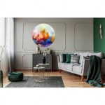 تابلو بوم دایره طرح نقاشی درختان رنگی