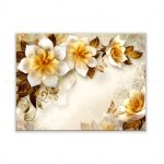 تابلو بوم طرح گل های سه بعدی زرد