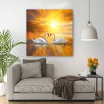 تابلو بوم فنگ شویی آیلاموند - طرح دو قو سفید1