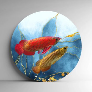 تابلو بوم فنگ شویی آیلاموند - طرح ماهی آروانای قرمز