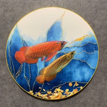تابلو بوم فنگ شویی آیلاموند - طرح ماهی آروانای قرمز1