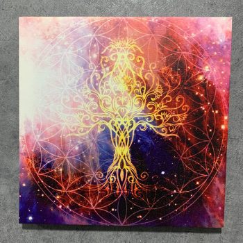 تابلو بوم فنگ شویی آیلاموند - طرح گل و درخت زندگی با کهکشان جدید1